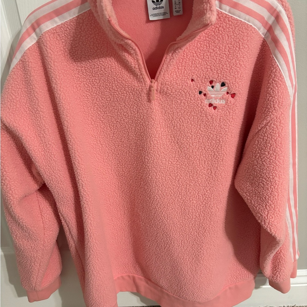 Adidas Pink Coral Fleece 1/4 zip Jacket